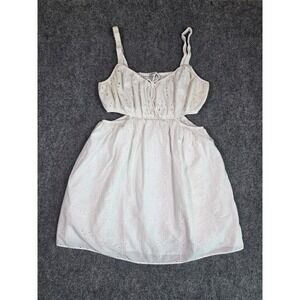 American Eagle Eyelet Mini Dress Womens XL White Babydoll Floral